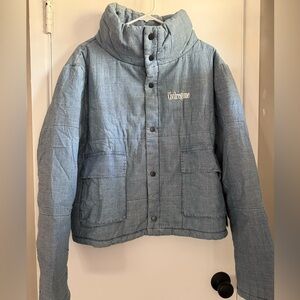 Civil Regime Women's Denim Cropped Puffer Jacket, Size Medium NWT